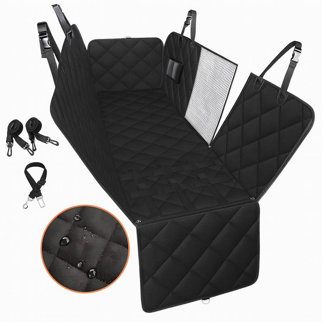 Pet Travel Hammock - Rear Seat Protector with Pocket & Zipper