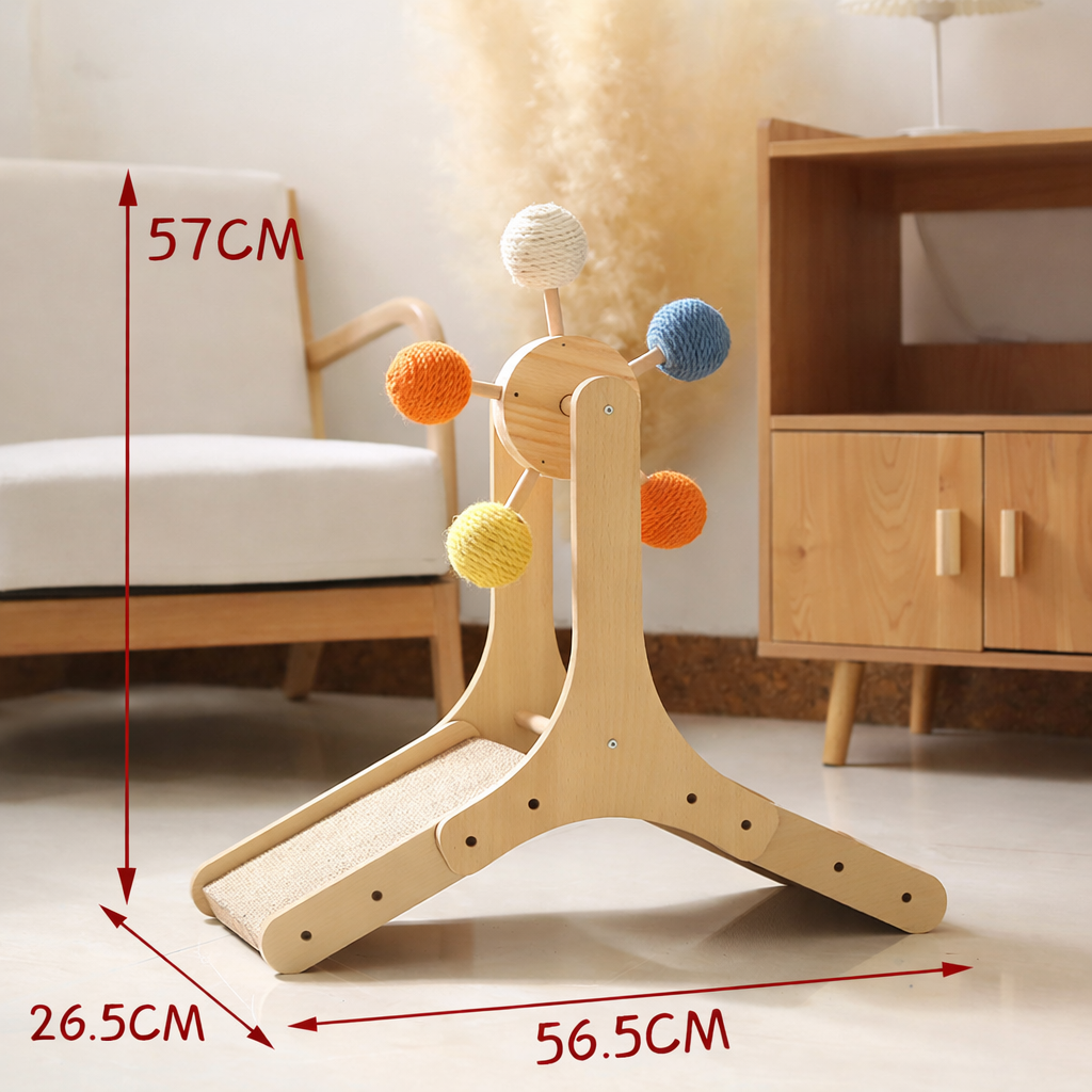 Natural Spin Cat Scratcher – Solid Wood and Sisal Comfort