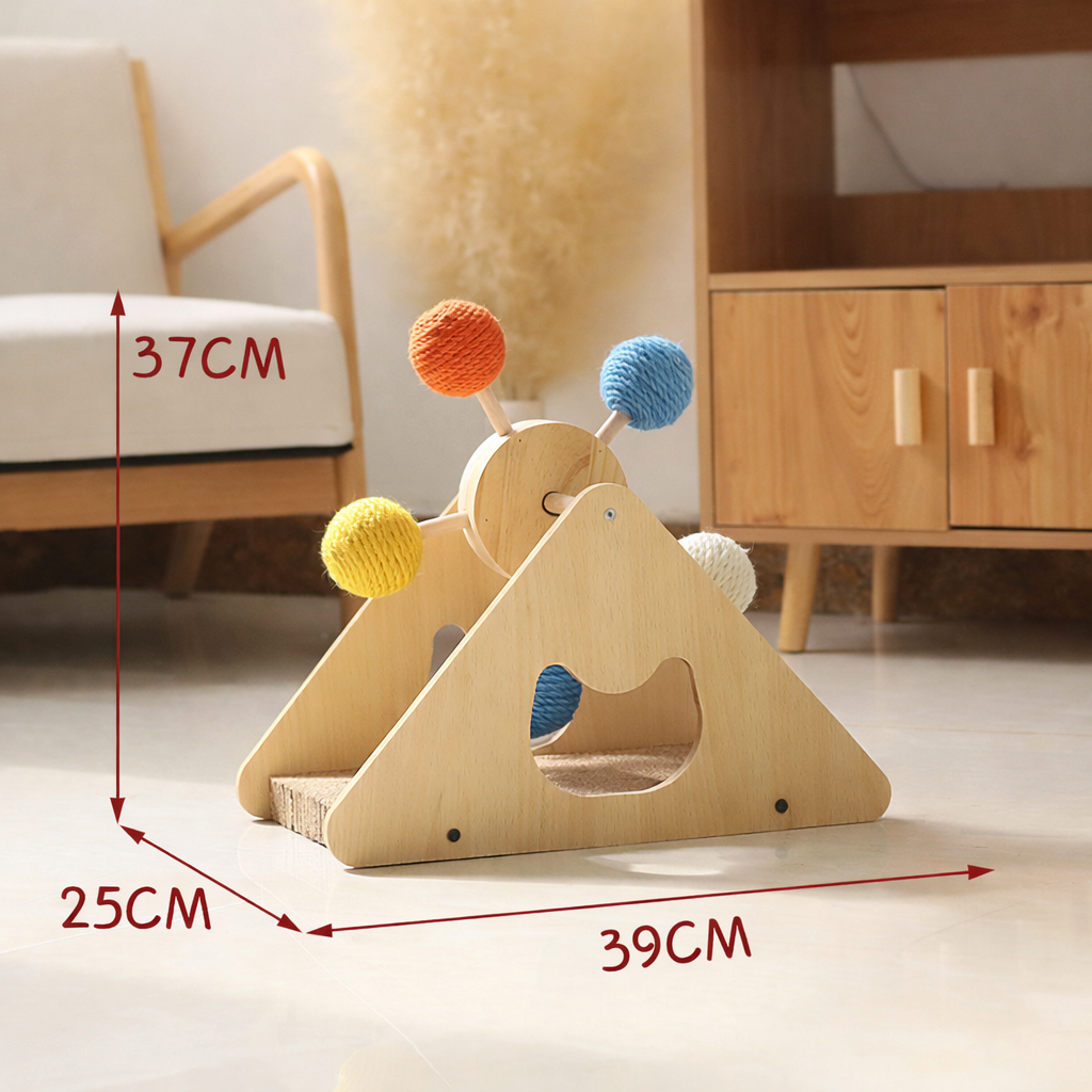 Natural Spin Cat Scratcher – Solid Wood and Sisal Comfort