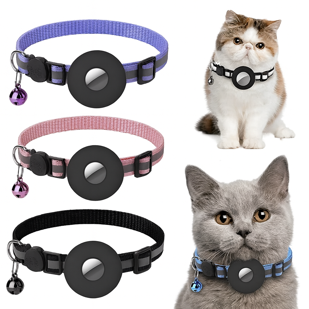 Secure Airtag Collar for Cats and Dogs, Reflective Design