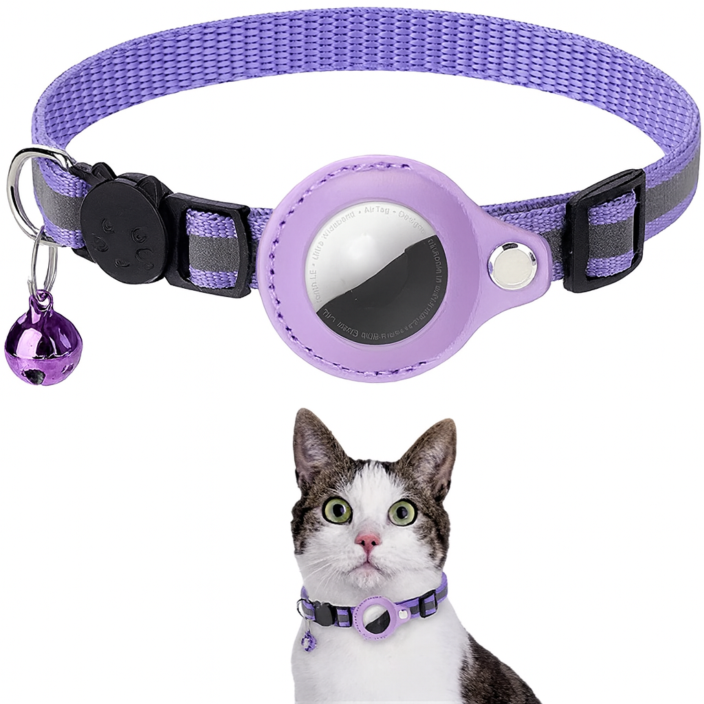 Secure Airtag Collar for Cats and Dogs, Reflective Design