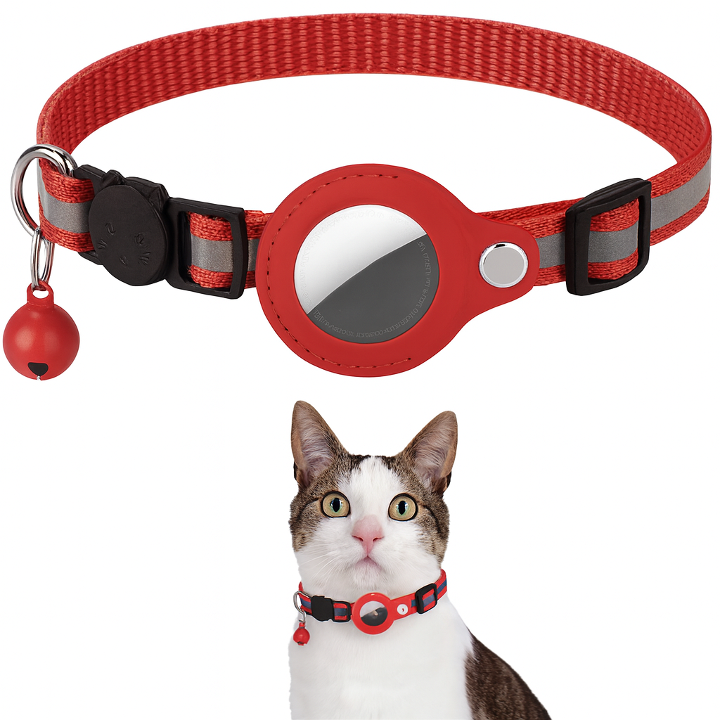 Secure Airtag Collar for Cats and Dogs, Reflective Design