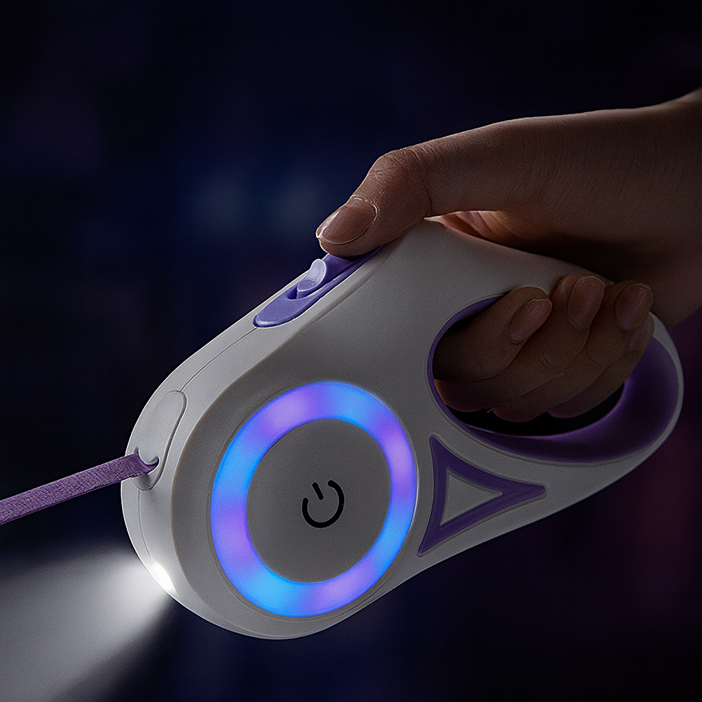 Easy-Walk Retractable Leash Set With Built-In LED Light